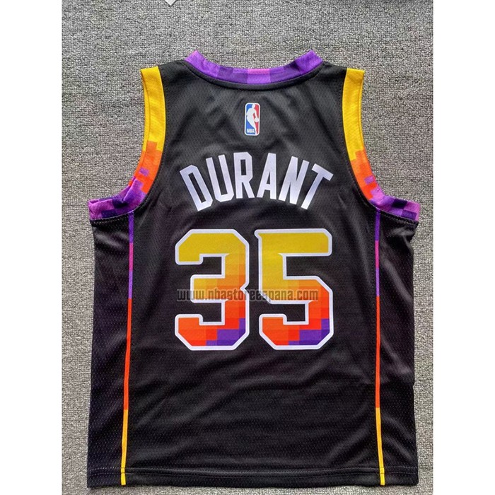 Camiseta Nino Phoenix Suns Kevin Durant NO 35 Statement 2022-23 Negro